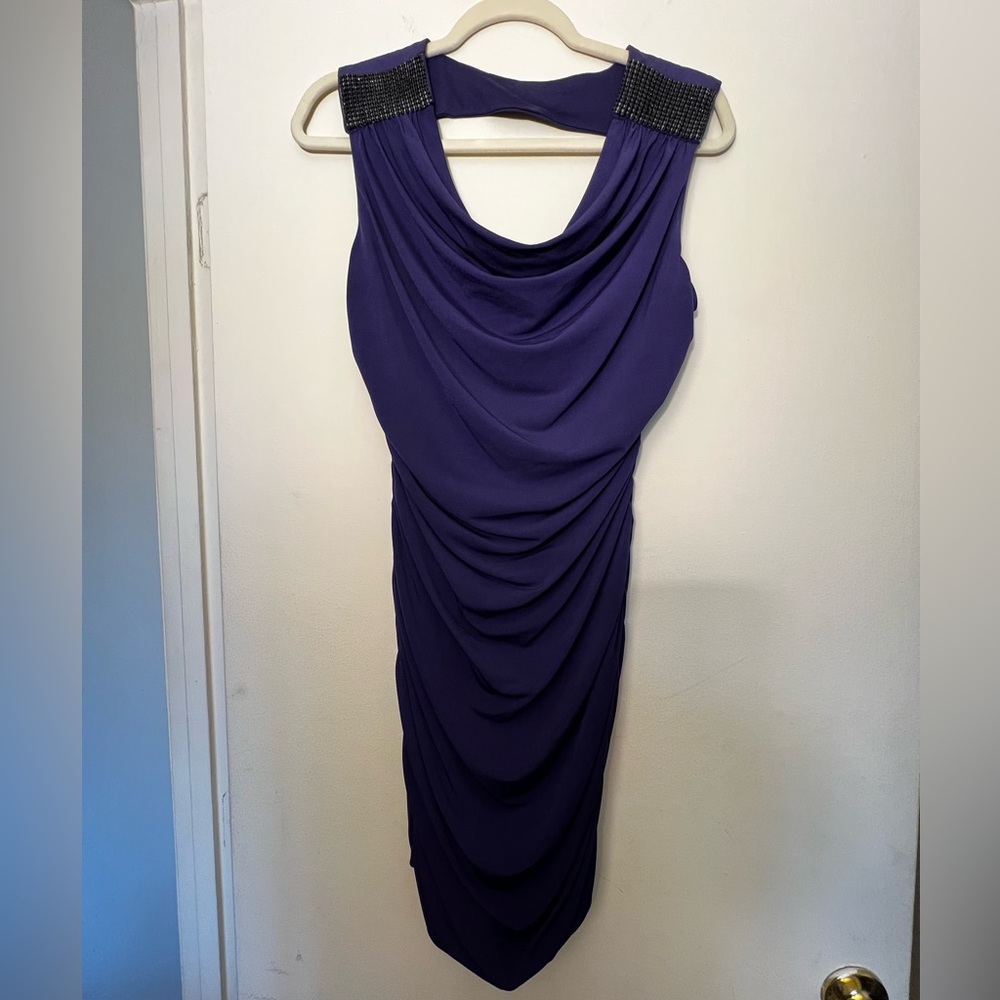BCX Deep Purple Draped Mini Dress